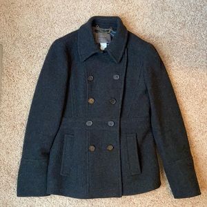 J.Crew Stadium cloth wool pea coat, charcoal, size 4